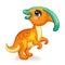 Cute cartoon dinosaur baby parasaurolophus vector illustration