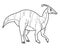 Cute cartoon dinosaur parasaurolophus character