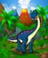 Cute cartoon Diplodocus. Vector illustration of a cartoon dinosaur