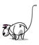 Cute cartoon dog. Angry white Bull Terrier tied with a leash.