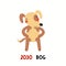 Cute cartoon dog, Asian zodiac sign, isolated