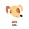 Cute cartoon dog face, Asian zodiac sign, symbol