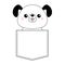 Cute cartoon dog in the pocket. Doodle contour linear sketch. Puppy pooch character. Funny pet animal. Dash line. White and black