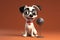 Cute Cartoon Dog With Very Big Eyes Hosts A Radio Show. Generative AI
