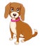 Cute cartoon doggy with collar on white