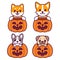 Cute cartoon dogs with Halloween pumpkins