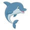 Cute cartoon dolphin. Vector illustration