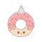 Cute cartoon donut unicorn vector illustration isolated on white background