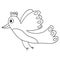 Cute cartoon doodle flying fantasy bird isolated