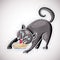 Cute cartoon doodle grey cat vector illustration.