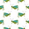 Cute cartoon doodle happy Grasshopper seamless pattern.