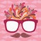 Cute cartoon doodle hipster glasses and mustache