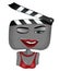 Cute cartoon doodle illustration of glamorous, winking, smiling, flirty movie clapper character girl. Good for sticker, emoji,
