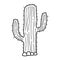 Cute cartoon doodle linear cactus in desert