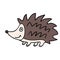 Cute cartoon doodle linear hedgehog standing