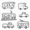 Cute cartoon doodle outline city transport