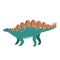 Cute cartoon doodle stegosaurus, isolated on white background.