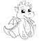 Cute cartoon dragon. Black and white vector illustration for coloring book