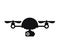 Cute cartoon drone with camera for photographing and recording video isolated on white background. Aerial quadcopter concept with