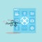 Cute cartoon drone with icon