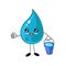 Cute cartoon drop of water. Great character illustration for your design. Problems of lack of clean fresh water on the planet.