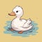 Cute cartoon duck in puddle. Little bird baby print, sweet childish graphic design. Farm animal vector character