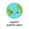 Cute cartoon Earth globe postcard. Earth day background