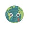 Cute cartoon earth planet with aids red ribbon illustration