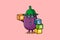 Cute cartoon Eggplant businessman stack plan box