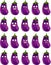 Cute cartoon eggplant smile with many expressions