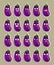 Cute cartoon eggplant smile with many expressions stickers