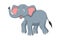 Cute cartoon elephant. Drawing african baby wild smiling character. Kind smiling jungle safari animal. Creative graphic