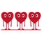 Cute cartoon emoticon hearts set, happy and sad