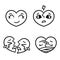 Cute cartoon emoticon hearts set, happy, sad, broken
