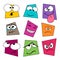 Cute cartoon emotional expressive faces collection