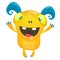 Cute cartoon excited smiling monster.