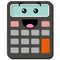 Cute cartoon face on calculator. fun kids school maths learning vector