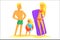 Cute cartoon family on beach Father,mother,son. Vector illustration