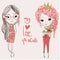 Cute cartoon fashion girls