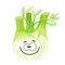 Cute cartoon fennel character vector illustration isolated on w