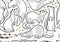 Cute cartoon ferrets seamless pattern in outline. Vector illustration