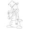 Cute cartoon figure snowman with a sparkler. Vector snowman with a bucket