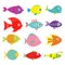 Cute cartoon fish set. Isolated. Baby kids collection. White background. Flat design