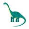 Cute cartoon flat blue or green high diplodocus dinosaur