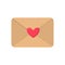 Cute cartoon flat love envelope icon. Vector illustration