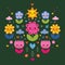 Cute cartoon flower characters stylized nature illustration