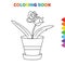 Cute cartoon flower spinach coloring book for kids. black and white vector illustration for coloring book. flower spinach concept