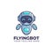 cute cartoon flying float robot illustration mascot logo