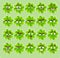 Cute cartoon four-leaf clover with many expressions stickers