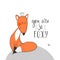 Cute cartoon fox and text